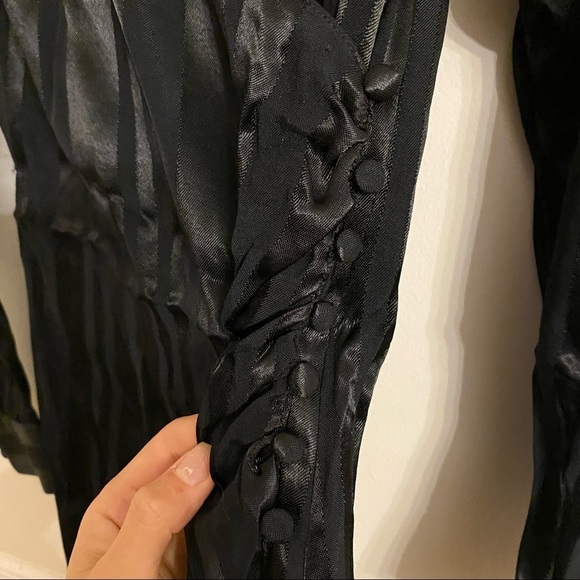 Anine Bing | Penelope Striped Satin Jacquard Mini Wrap Dress Size XS NEW Black - Picture 7 of 14